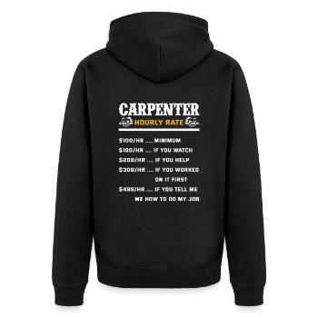 Carpenter Hourly Wage Gift - Unisex Premium Organic Zip Hoodie - black - Back - Nico (187cm)