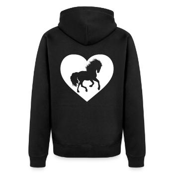 Pferdeliebhaber Kuhmädchen Nizza Pferdeherz Silhouette - Unisex Premium Bio Zip Hoodie - Schwarz - Hinten - Nico (187cm)