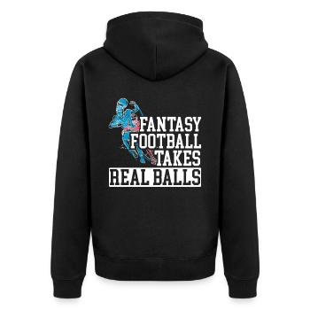 Fantasy Football nimmt echte Bälle Sport Liebhaber - Unisex Premium Bio Zip Hoodie - Schwarz - Hinten - Nico (187cm)