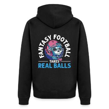 Fantasy Football nimmt echte Bälle Sport Liebhaber - Unisex Premium Bio Zip Hoodie - Schwarz - Hinten - Nico (187cm)