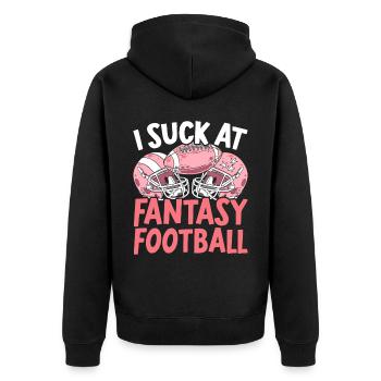 Ich sauge an Fantasy Football Auto Draft Sport Lover - Unisex Premium Bio Zip Hoodie - Schwarz - Hinten - Nico (187cm)