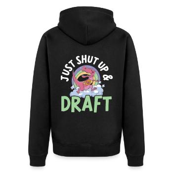 Einfach die Klappe halten und Fantasy Football Sport entwerfen - Unisex Premium Bio Zip Hoodie - Schwarz - Hinten - Nico (187cm)