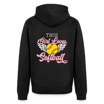 Cette fille aime le joueur de softball Pitcher Catcher - Veste à capuche bio Premium Unisexe - noir - Dos - Nico (187cm)