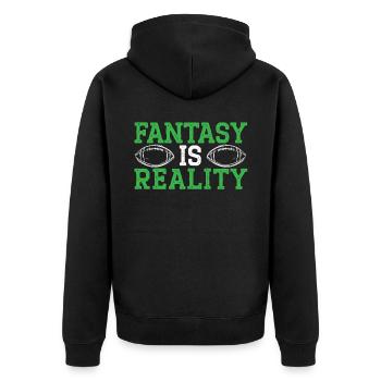 Fantasy ist Realität Fantasy Fußball Sport Liebhaber - Unisex Premium Bio Zip Hoodie - Schwarz - Hinten - Nico (187cm)