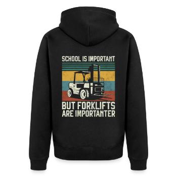 Certified Forklift Truck Operator - Unisex Premium Bio Zip Hoodie - Schwarz - Hinten - Nico (187cm)