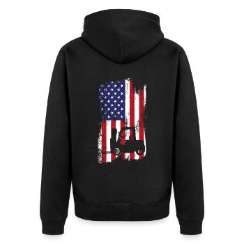 Certified Forklift Truck Operator - Unisex Premium Bio Zip Hoodie - Schwarz - Hinten - Nico (187cm)