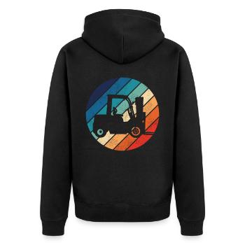 Certified Forklift Truck Operator - Unisex Premium Bio Zip Hoodie - Schwarz - Hinten - Nico (187cm)