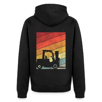 Certified Forklift Truck Operator - Unisex Premium Bio Zip Hoodie - Schwarz - Hinten - Nico (187cm)