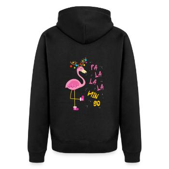 Fa la la la mingo Flamingo - Unisex Premium Organic Zip Hoodie - black - Back - Nico (187cm)