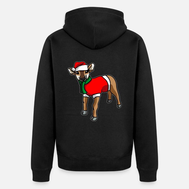 Antilope avec pull de Noël - Veste à capuche bio Premium Unisexe - noir