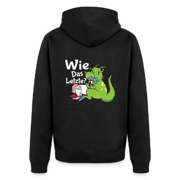 Drachen Wie Das Letzte Einhorn frisst Drache - Unisex Premium Bio Zip Hoodie - Schwarz - Hinten - Nico (187cm)