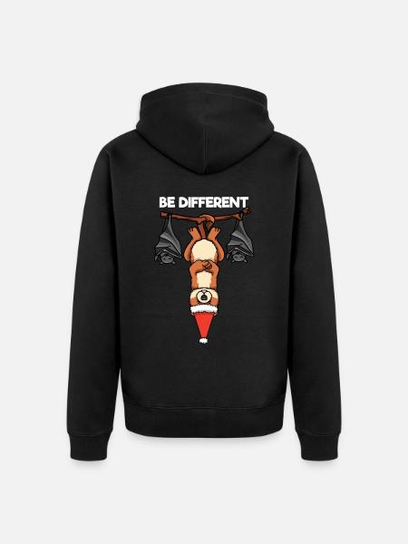 Be Different Wiesel Fledermaus Weihnachtsmann - Unisex Premium Bio Zip Hoodie - Schwarz