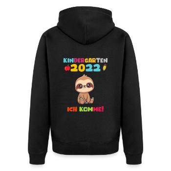 Kindergarten 2022 Ich Komme Faultier - Unisex Premium Bio Zip Hoodie - Schwarz - Hinten - Nico (187cm)