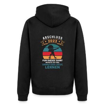 Schulabschluss Realschule Hauptschule Abschluss - Unisex Premium Bio Zip Hoodie - Schwarz - Hinten - Nico (187cm)