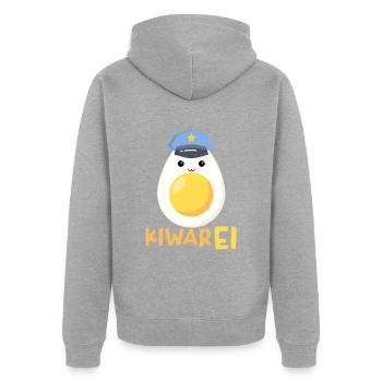 Kiwarei Österreich Polizei lustiges Ei Kostüm - Unisex Premium Bio Zip Hoodie - Grau meliert - Hinten - Nico (187cm)