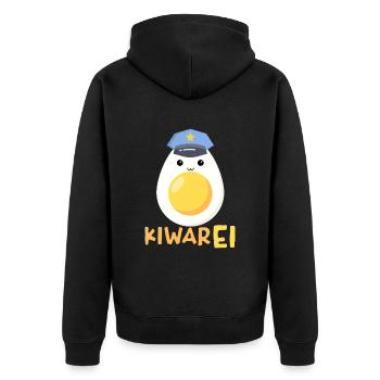 Kiwarei Österreich Polizei lustiges Ei Kostüm - Unisex Premium Bio Zip Hoodie - Schwarz - Hinten - Nico (187cm)