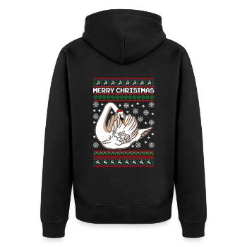 Schwan Ugly Christmas - Unisex Premium Bio Zip Hoodie - Schwarz - Hinten - Nico (187cm)