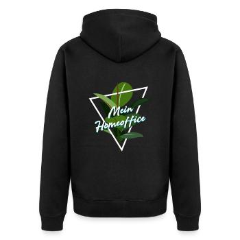 Mein Homeoffice Gummibaum Büro Zimmerpflanze - Unisex Premium Bio Zip Hoodie - Schwarz - Hinten - Nico (187cm)