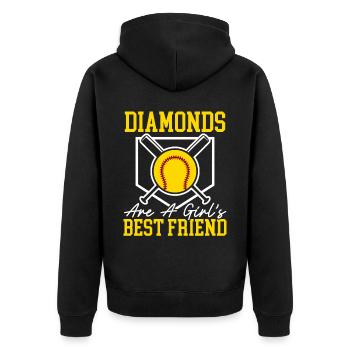 Les diamants sont les meilleurs amis d’une fille Joueur de softball - Veste à capuche bio Premium Unisexe - noir - Dos - Nico (187cm)