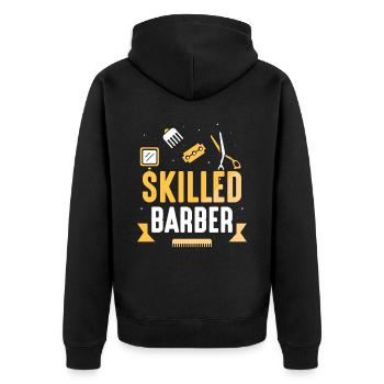Barbier formé Barbier Barbershop Barbershop - Veste à capuche bio Premium Unisexe - noir - Dos - Nico (187cm)