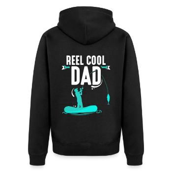 Reel Cool Papa Angler Fishing Fishing Fisherman - Unisex Premium Organic Zip Hoodie - black - Back - Nico (187cm)