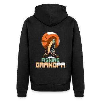 Angelnder Opa Fischen Fischer Angeln Angler - Unisex Premium Bio Zip Hoodie - Schwarz - Hinten - Nico (187cm)