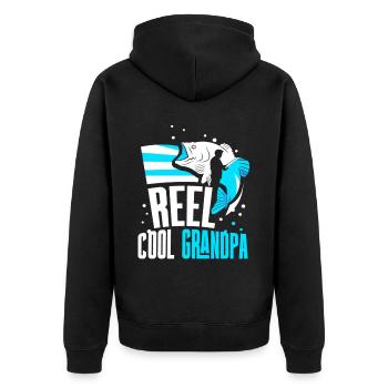 Reel Cool Opa Angeln Angler Fischen Fischer - Unisex Premium Bio Zip Hoodie - Schwarz - Hinten - Nico (187cm)
