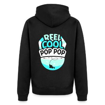 Reel Cool Opa Fischen Fischer Angler Angeln - Unisex Premium Bio Zip Hoodie - Schwarz - Hinten - Nico (187cm)