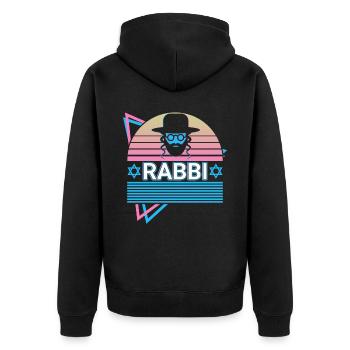 Rabbi Jude Jewish Hebrew Retro - Unisex Premium Organic Zip Hoodie - black - Back - Nico (187cm)