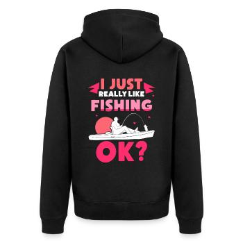 J’aime beaucoup pêcher la pêche - Veste à capuche bio Premium Unisexe - noir - Dos - Nico (187cm)