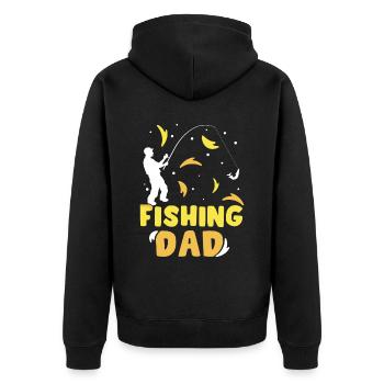 Angeln Papa Angler Fischen Fischer Angel - Unisex Premium Bio Zip Hoodie - Schwarz - Hinten - Nico (187cm)
