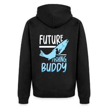 Future fishing buddy angler fishing friend - Unisex Premium Organic Zip Hoodie - black - Back - Nico (187cm)