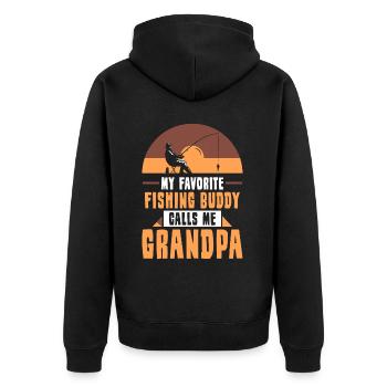 Mein Lieblings Angelkumpel Nennt Mich Opa Fischen - Unisex Premium Bio Zip Hoodie - Schwarz - Hinten - Nico (187cm)