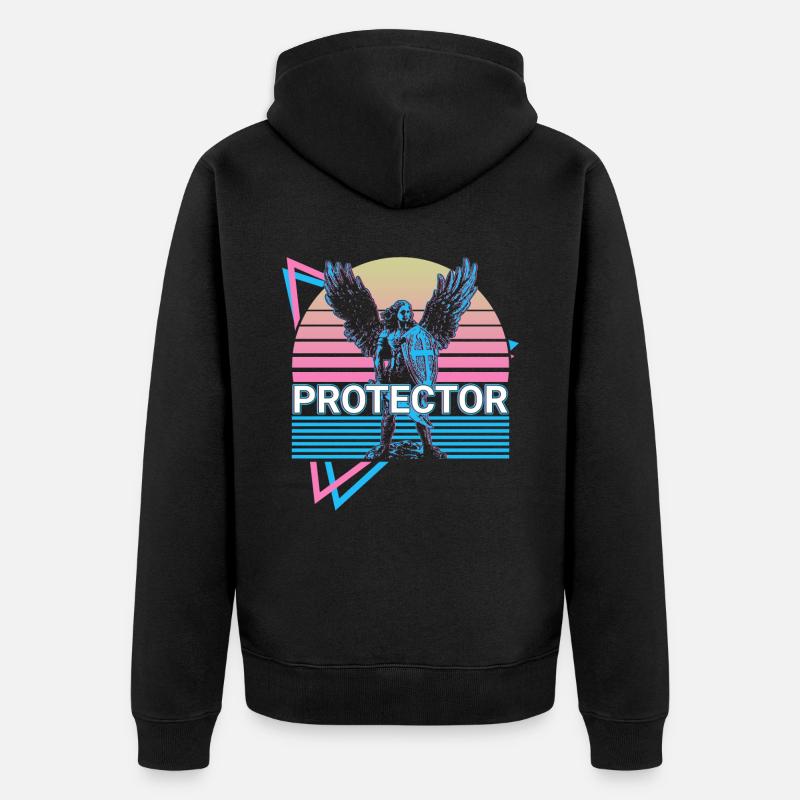 Protecteur Archange Michael Retro - Veste à capuche bio Premium Unisexe - noir