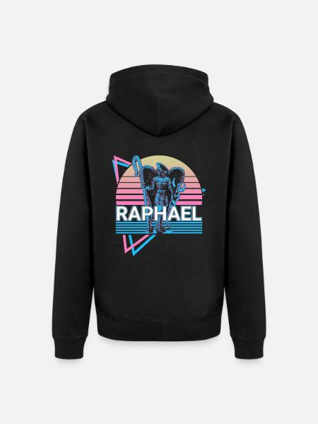 Raphael Archangel Retro - Unisex Premium Organic Zip Hoodie - black