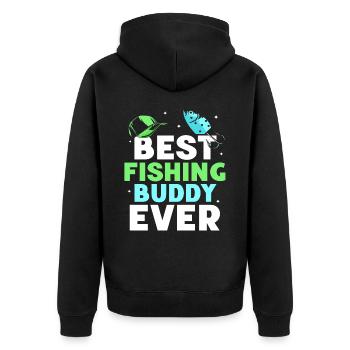 Bester Angelkumpel Angelfreund Angeln Fischen - Unisex Premium Bio Zip Hoodie - Schwarz - Hinten - Nico (187cm)