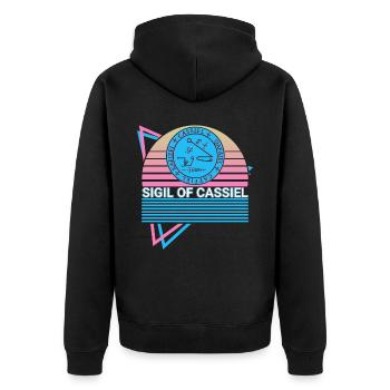 Sceau de Cassiel Archange Sceau Rétro - Veste à capuche bio Premium Unisexe - noir - Dos - Nico (187cm)