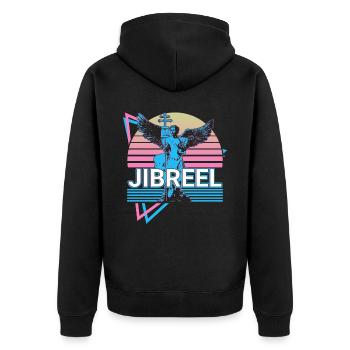 Jibrael Archange Rétro - Veste à capuche bio Premium Unisexe - noir - Dos - Nico (187cm)