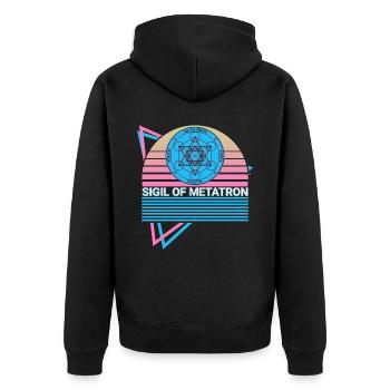 Siegel des Metatron Erzengels Siegel Retro - Unisex Premium Bio Zip Hoodie - Schwarz - Hinten - Nico (187cm)