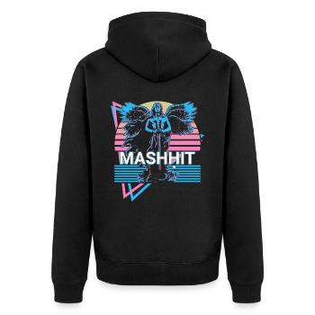 Mashḥit Ange destructeur rétro - Veste à capuche bio Premium Unisexe - noir - Dos - Nico (187cm)