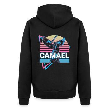 Camael Archange Khamuel Rétro - Veste à capuche bio Premium Unisexe - noir - Dos - Nico (187cm)
