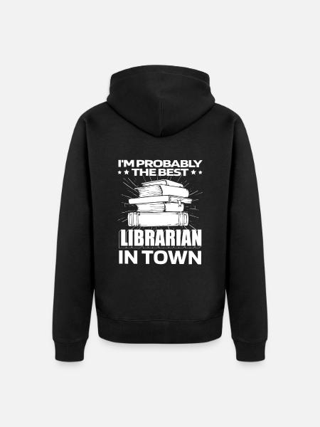 Librarian Lustig - Unisex Premium Organic Zip Hoodie - black