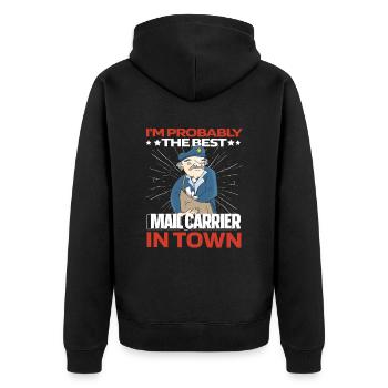 Postbote Briefträger Lustig - Unisex Premium Bio Zip Hoodie - Schwarz - Hinten - Nico (187cm)