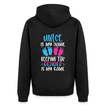 Uncle Is My Name Keeping The Gender Is My Game - Unisex Premium Organic Zip Hoodie - black - Back - Nico (187cm)