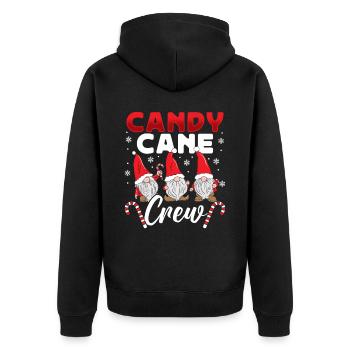 Candy Cane Crew - Unisex Premium Bio Zip Hoodie - Schwarz - Hinten - Nico (187cm)