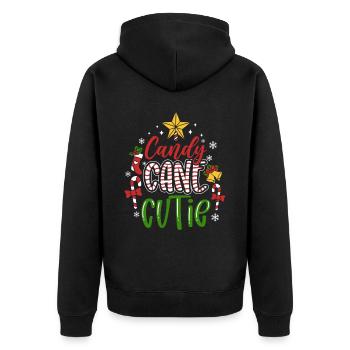 Candy Cane Cutie - Unisex Premium Bio Zip Hoodie - Schwarz - Hinten - Nico (187cm)