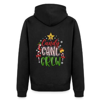 Candy Cane Crew - Unisex Premium Bio Zip Hoodie - Schwarz - Hinten - Nico (187cm)