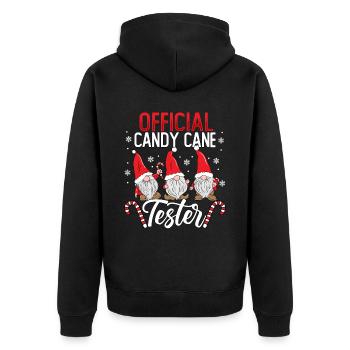 Official Candy Cane Tester - Unisex Premium Bio Zip Hoodie - Schwarz - Hinten - Nico (187cm)