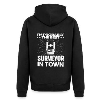 Vermesser Vermessungstechniker Theodolit - Unisex Premium Bio Zip Hoodie - Schwarz - Hinten - Nico (187cm)