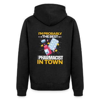 Apotheke Apotheker Pillen - Unisex Premium Bio Zip Hoodie - Schwarz - Hinten - Nico (187cm)